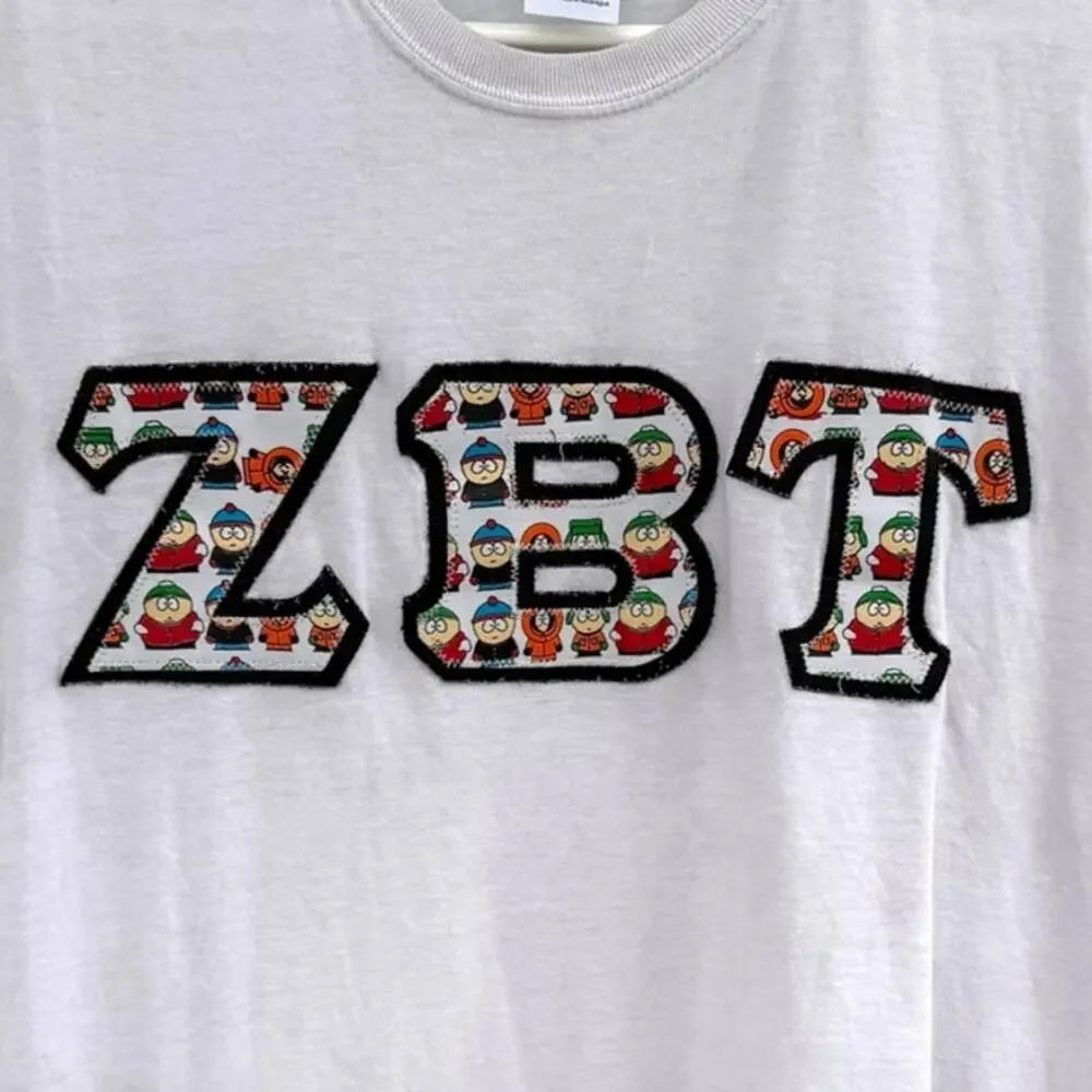 ZBT Embroidered South Park Zeta Beta Tau Tank Top Cut Off T-Shirt Mens Medium - Picture 3 of 7